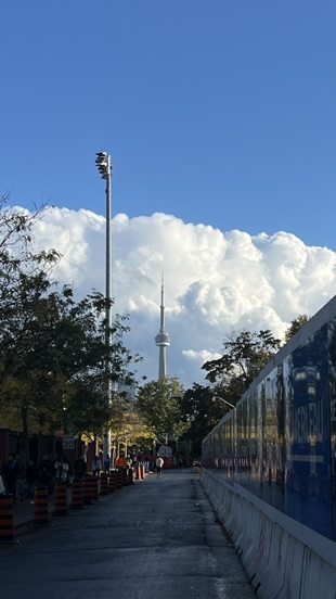 CN Tower with dramatic clouds